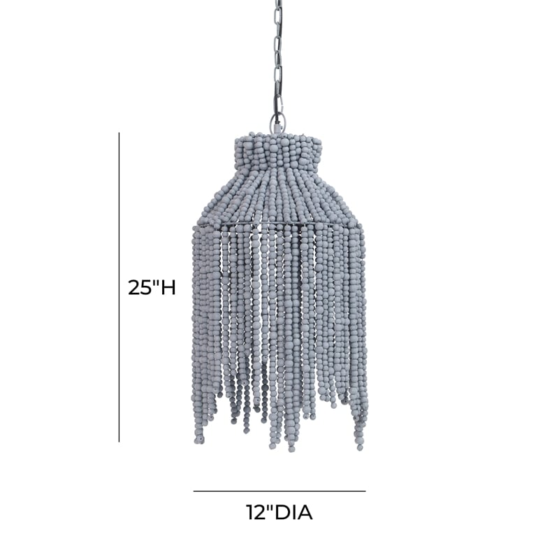 Pemberly Row Handmade Transitional Accent Gray Beaded Pendant Lamp