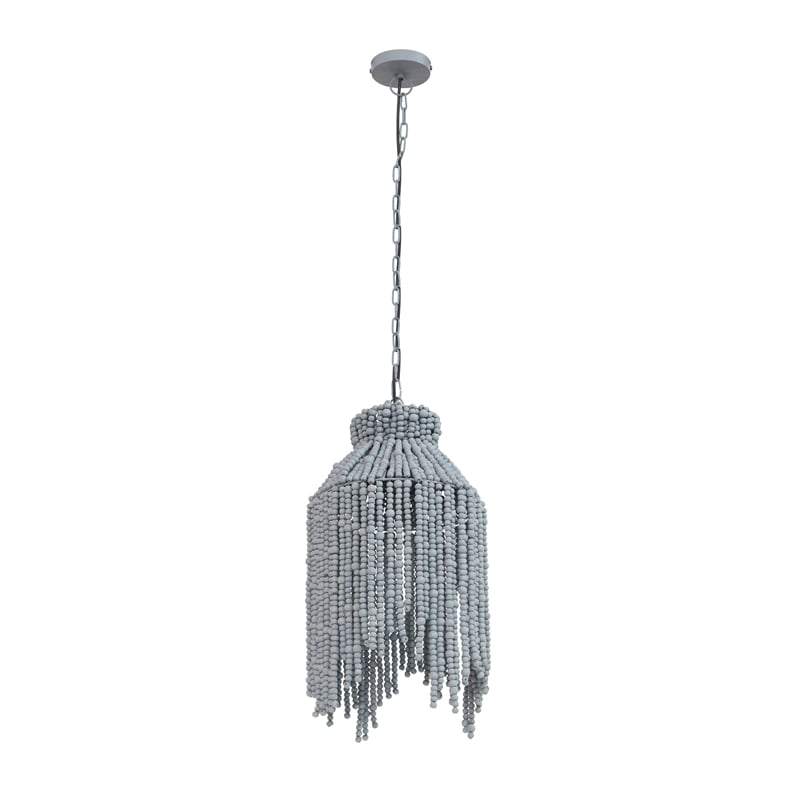 Pemberly Row Handmade Transitional Accent Gray Beaded Pendant Lamp