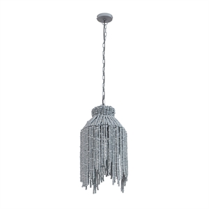 Pemberly Row Handmade Transitional Accent Gray Beaded Pendant Lamp