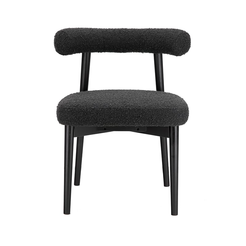 Pemberly Row Handmade Transitional Accent Black Boucle Side Chair