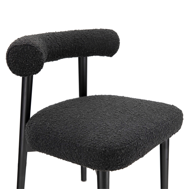 Pemberly Row Handmade Transitional Accent Black Boucle Side Chair