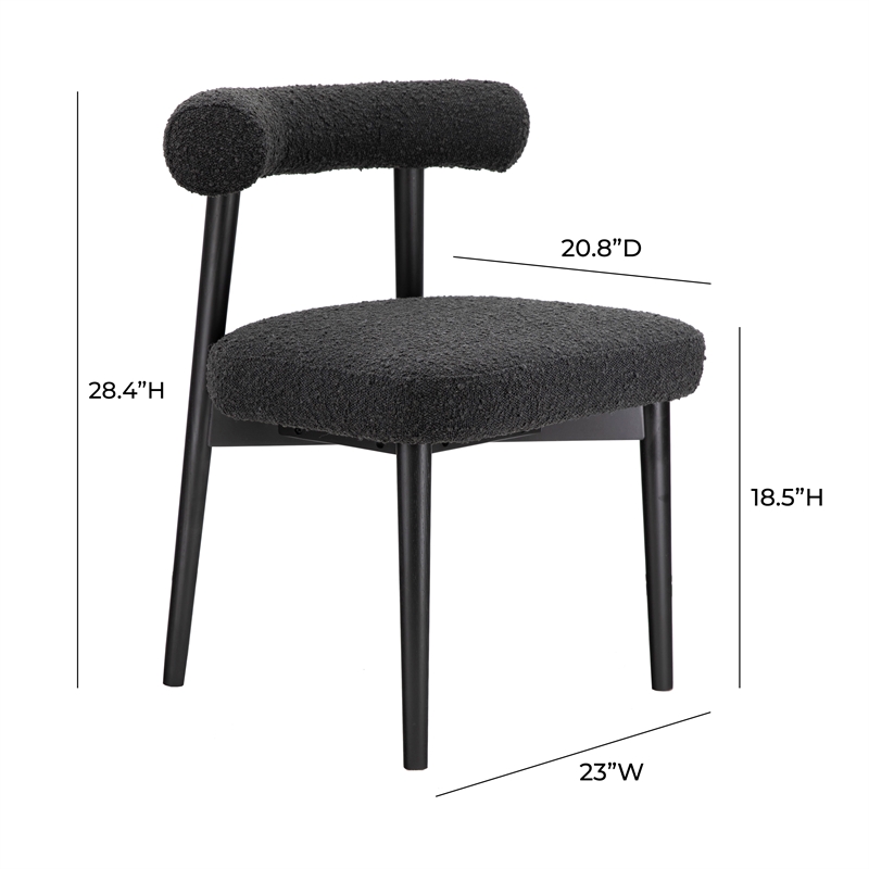Pemberly Row Handmade Transitional Accent Black Boucle Side Chair