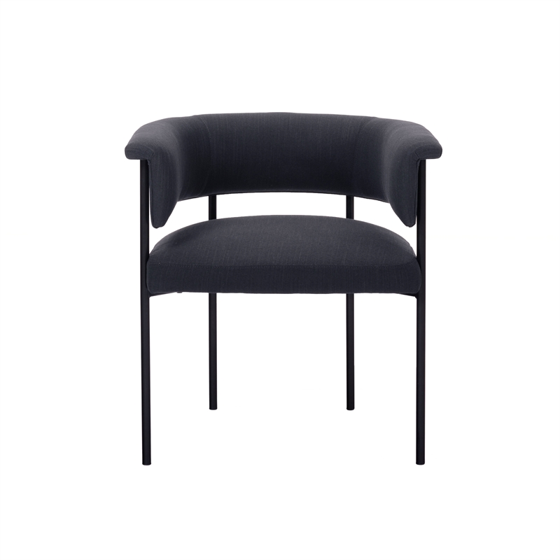 Pemberly Row Contemporary Black Performance Linen Dining Chair