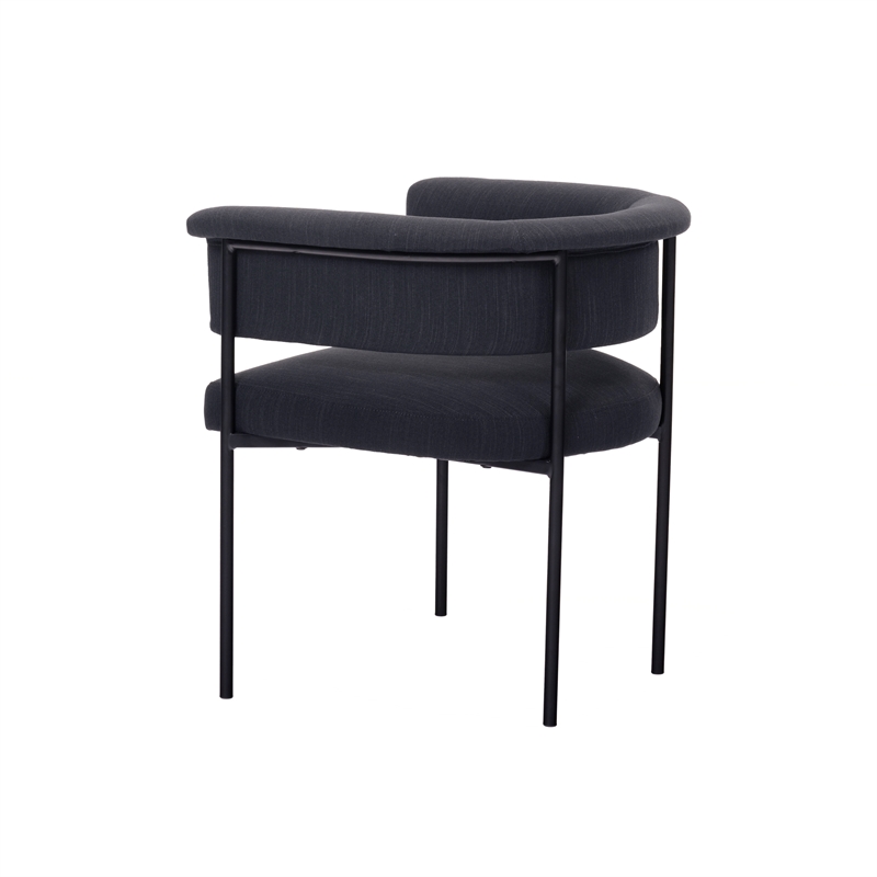 Pemberly Row Contemporary Black Performance Linen Dining Chair