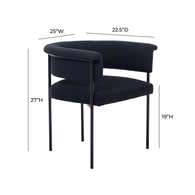 Pemberly Row Contemporary Black Performance Linen Dining Chair