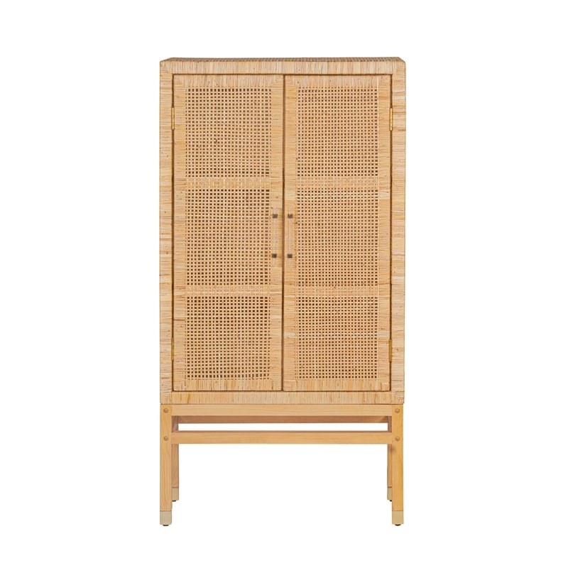 Pemberly Row Handmade Coastal Accent Natural Woven Rattan Cabinet