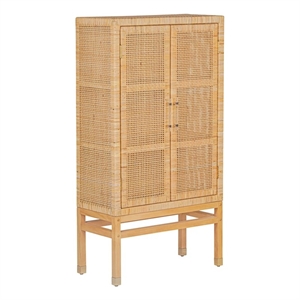 Pemberly Row Handmade Coastal Accent Natural Woven Rattan Cabinet