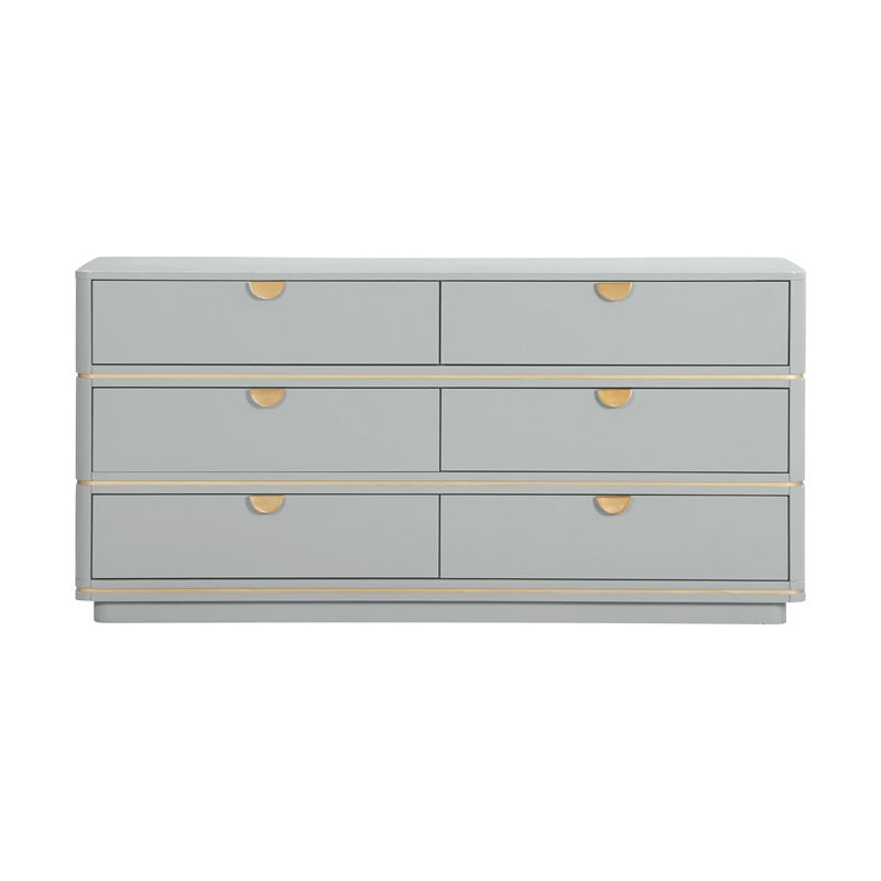 Pemberly Row Handmade Transitional Accent Gray 6 Drawer Dresser