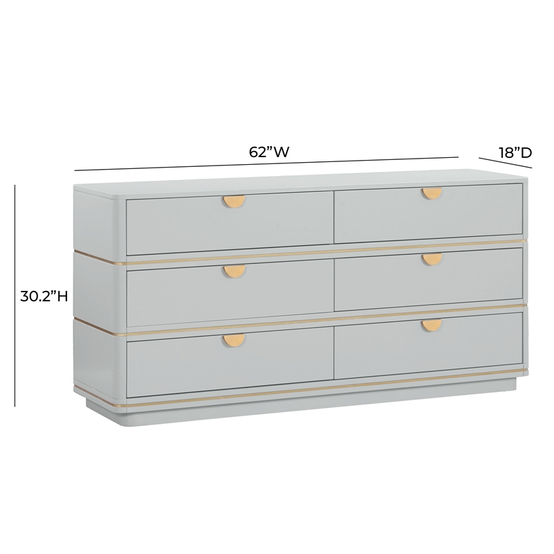 Pemberly Row Handmade Transitional Accent Gray 6 Drawer Dresser