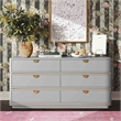 Pemberly Row Handmade Transitional Accent Gray 6 Drawer Dresser
