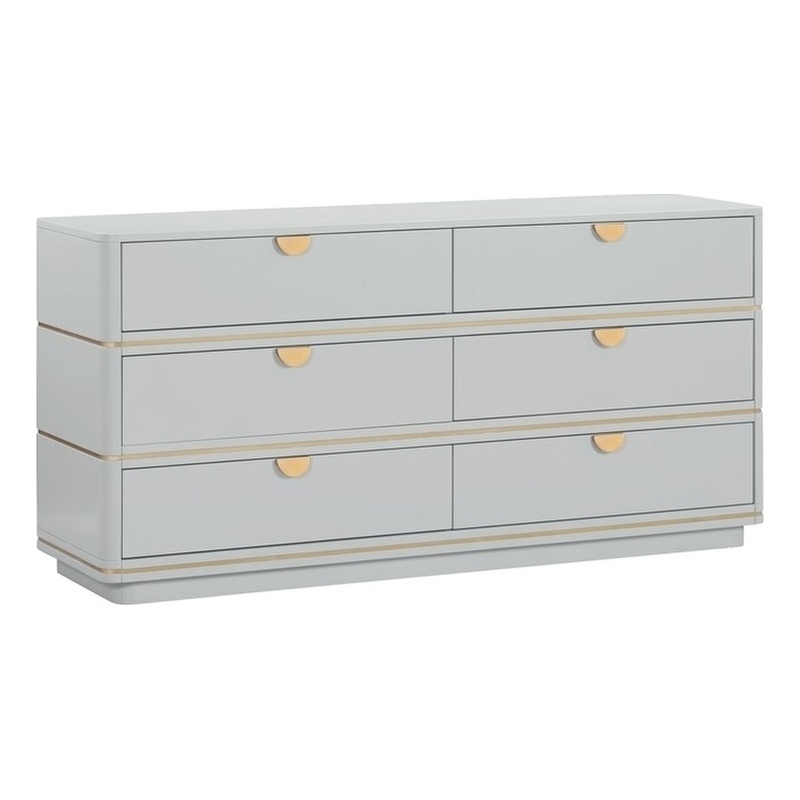 Pemberly Row Handmade Transitional Accent Gray 6 Drawer Dresser