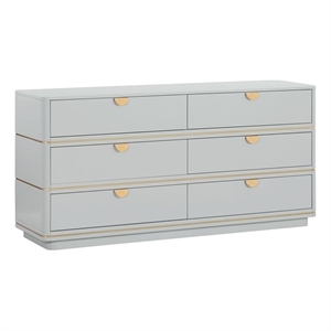 Pemberly Row Handmade Transitional Accent Gray 6 Drawer Dresser