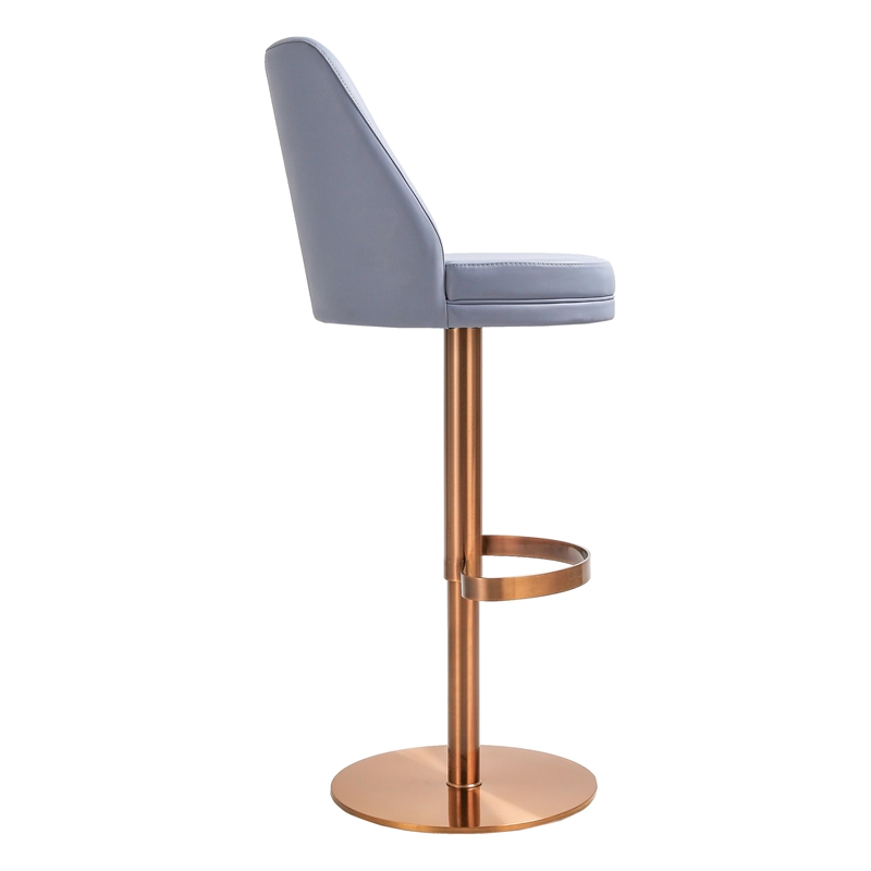 Pemberly Row Transitional Lavender Mist and Gold Adjustable Swivel Stool