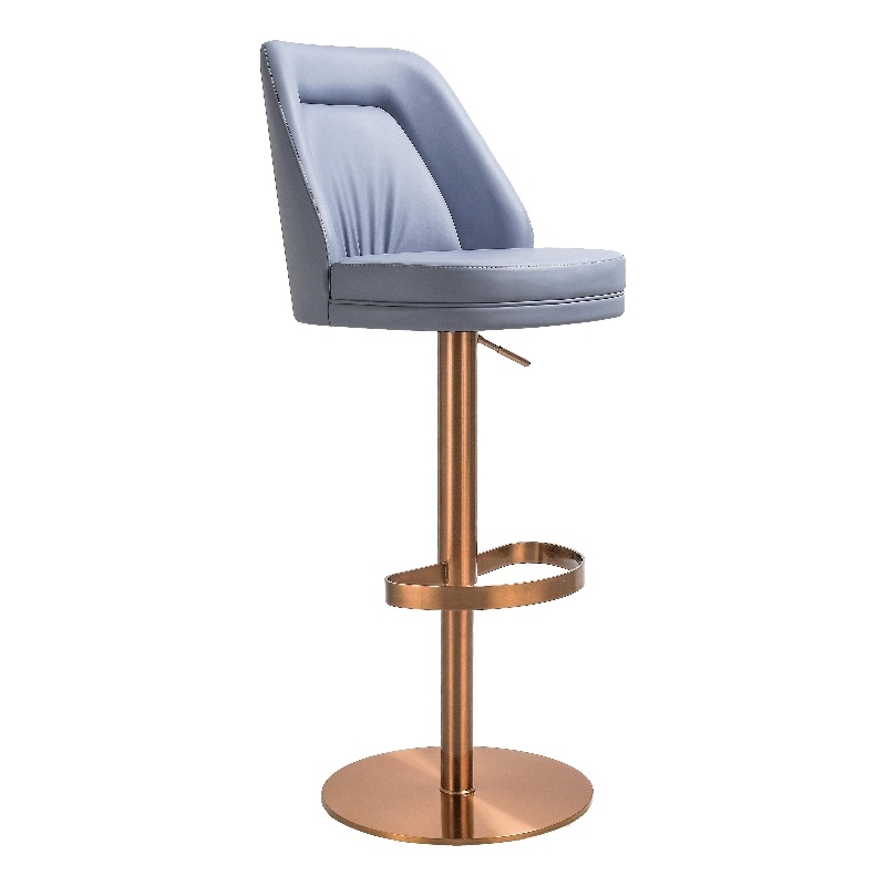 Pemberly Row Transitional Lavender Mist and Gold Adjustable Swivel Stool