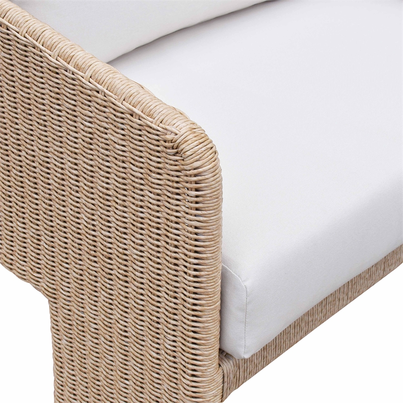 Pemberly Row Transitional Accent Cream Outdoor Upholstered Sofa