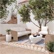 Pemberly Row Transitional Accent Cream Outdoor Upholstered Sofa