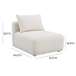 Pemberly Row Contemporary Cream Upholstered Modular Armless Chair