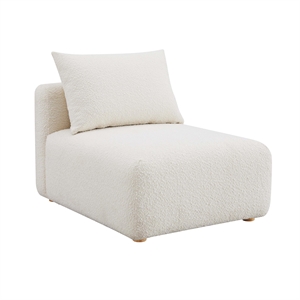 Pemberly Row Contemporary Cream Upholstered Modular Armless Chair