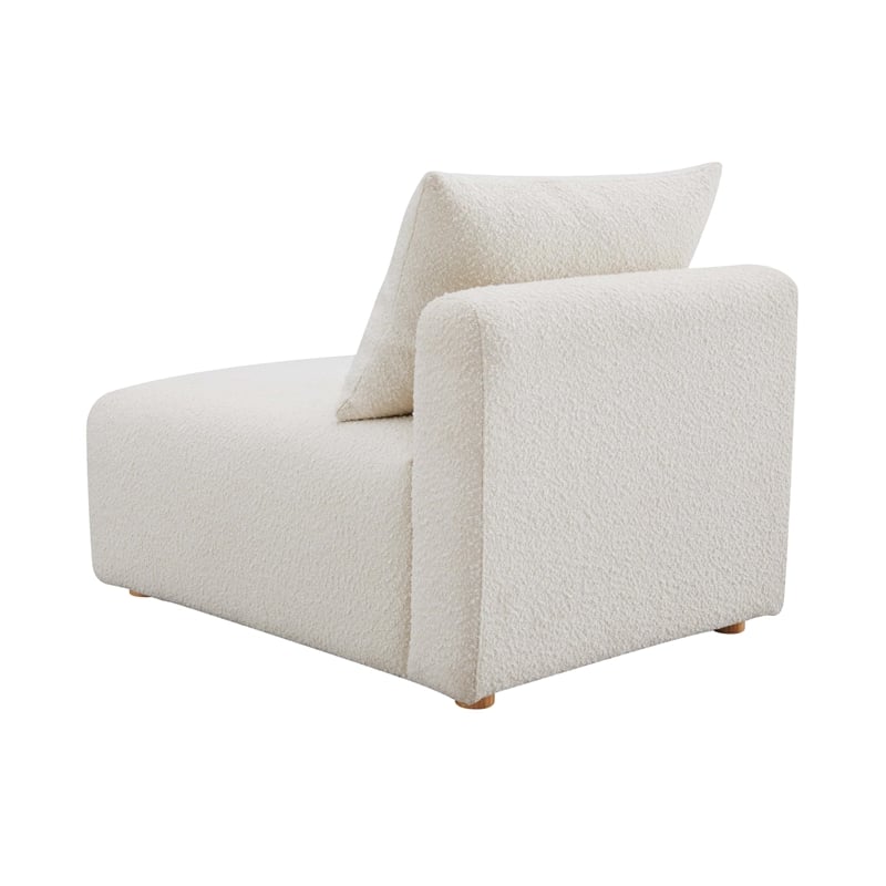 Pemberly Row Contemporary Cream Upholstered Modular Armless Chair