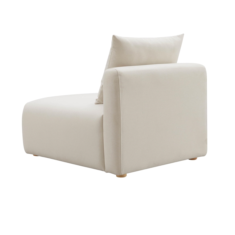 Pemberly Row Contemporary Accent Cream Linen Modular Armless Chair