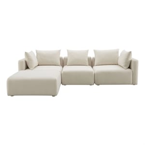 Pemberly Row Contemporary Cream Linen 4-Piece Modular Sectional
