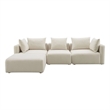 Pemberly Row Contemporary Cream Linen 4-Piece Modular Sectional