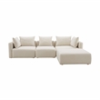 Pemberly Row Contemporary Cream Linen 4-Piece Modular Sectional