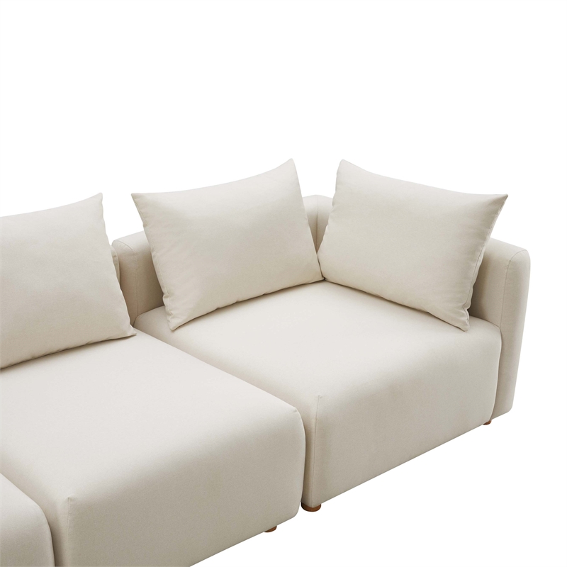 Pemberly Row Contemporary Cream Linen 4-Piece Modular Sectional