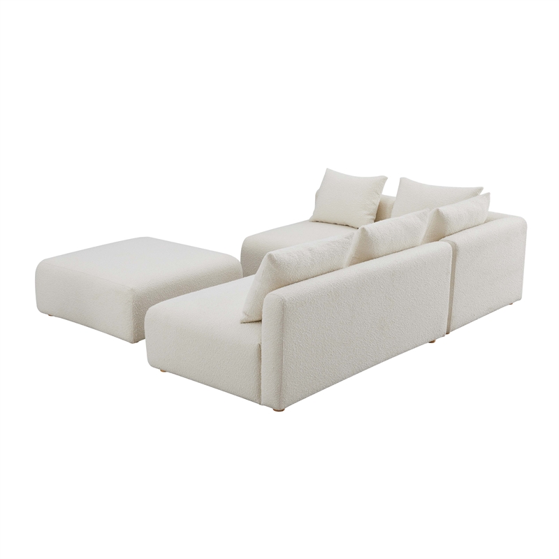 Pemberly Row Contemporary Cream Boucle 4-Piece Modular Chaise Sectional