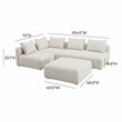 Pemberly Row Contemporary Cream Boucle 4-Piece Modular Chaise Sectional
