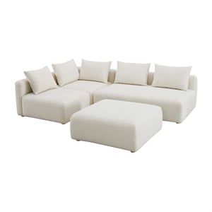 Pemberly Row Contemporary Cream Boucle 4-Piece Modular Chaise Sectional