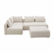 Pemberly Row Contemporary Cream Linen 4-Piece Modular Chaise Sectional