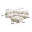 Pemberly Row Contemporary Cream Linen 4-Piece Modular Chaise Sectional