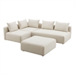 Pemberly Row Contemporary Cream Linen 4-Piece Modular Chaise Sectional