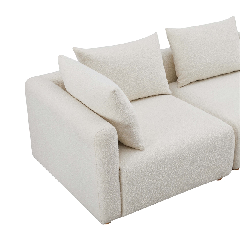 Pemberly Row Contemporary Cream Boucle 5-Piece Modular L-Sectional