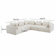 Pemberly Row Contemporary Cream Boucle 5-Piece Modular L-Sectional