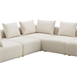 Pemberly Row Contemporary Cream Linen 5-Piece Modular L-Sectional