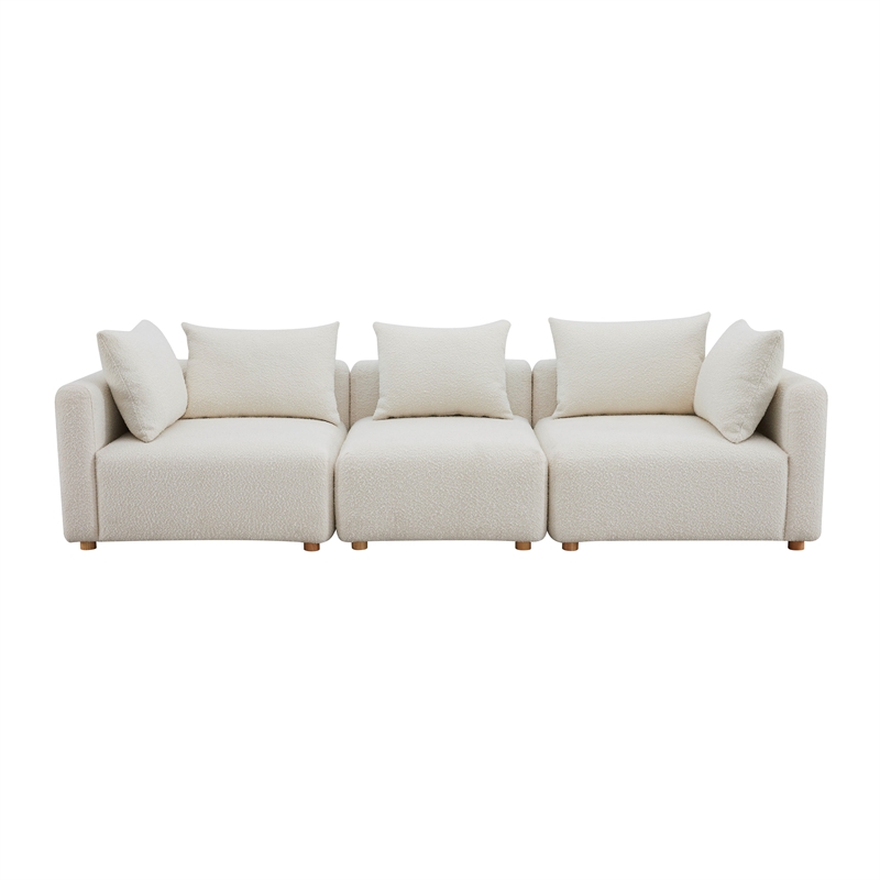 Pemberly Row Handmade Contemporary Accent Cream Finish Boucle Sofa