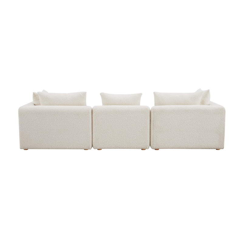Pemberly Row Handmade Contemporary Accent Cream Finish Boucle Sofa