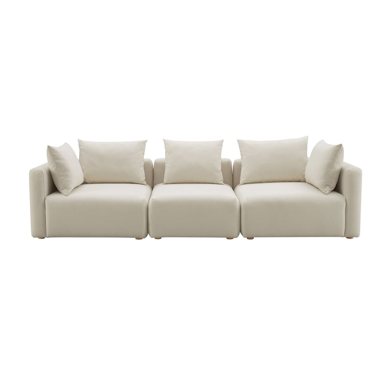 Pemberly Row Handmade Contemporary Accent Cream Finish Linen Sofa