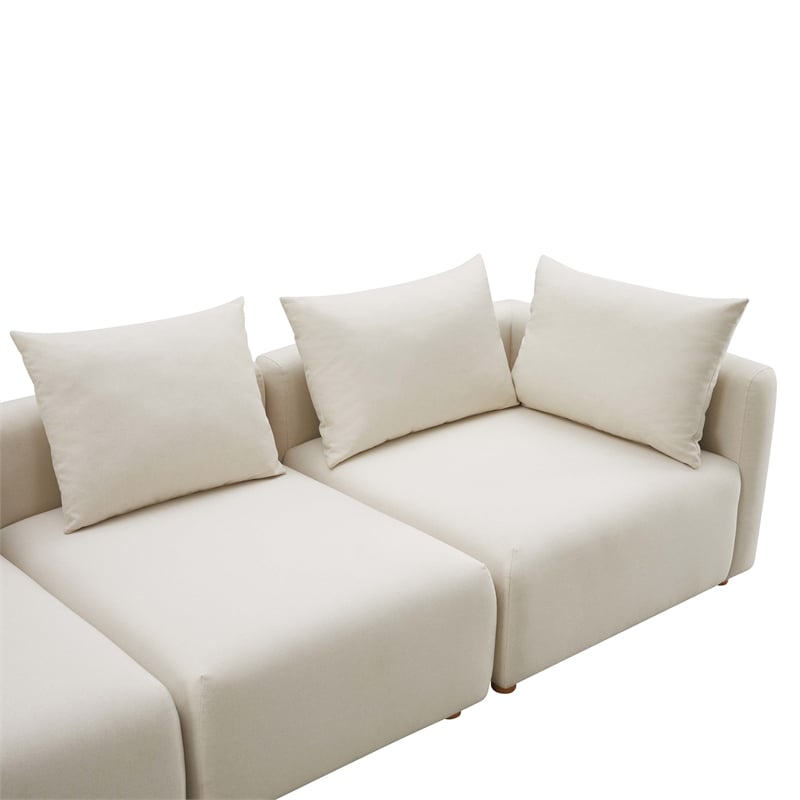 Pemberly Row Handmade Contemporary Accent Cream Finish Linen Sofa