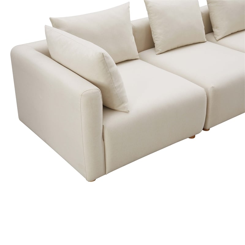 Pemberly Row Handmade Contemporary Accent Cream Finish Linen Sofa
