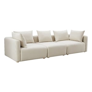 Pemberly Row Handmade Contemporary Accent Cream Finish Linen Sofa