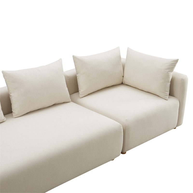 Pemberly Row Handmade Contemporary Accent Cream Linen 145