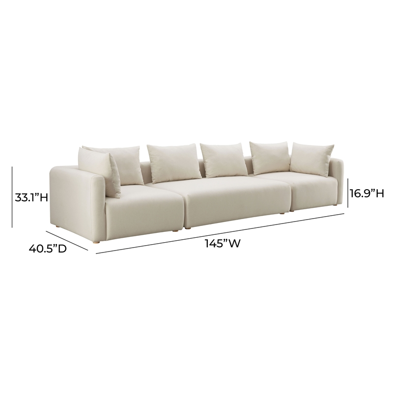 Pemberly Row Handmade Contemporary Accent Cream Linen 145