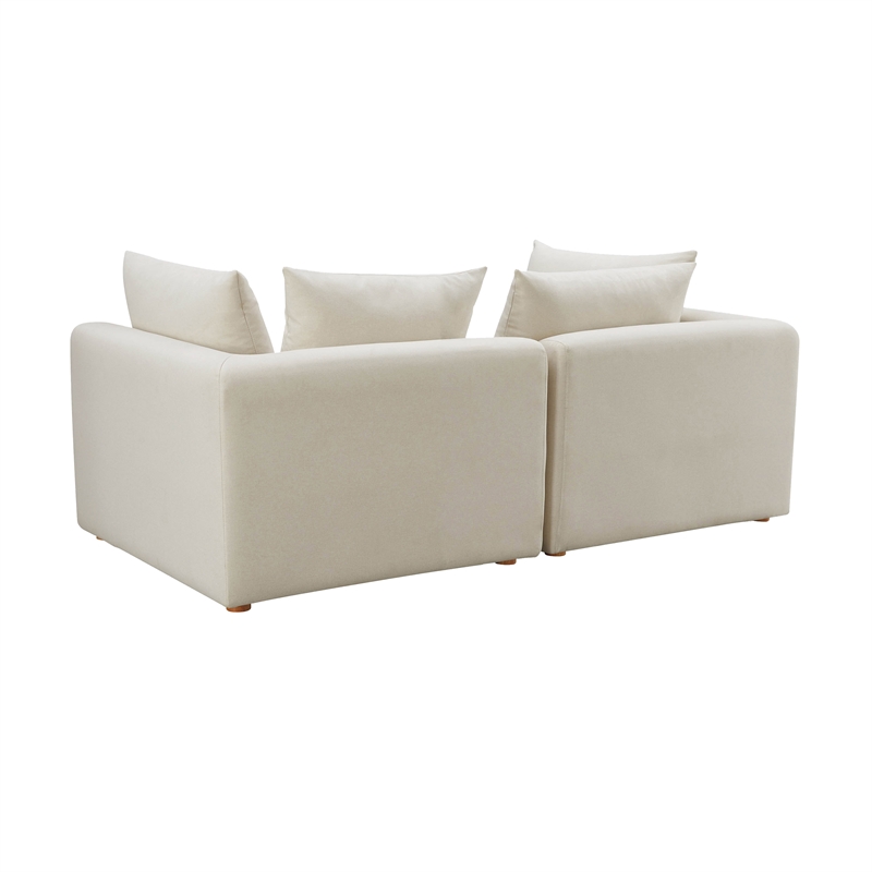 Pemberly Row Handmade Contemporary Accent Cream Linen Loveseat