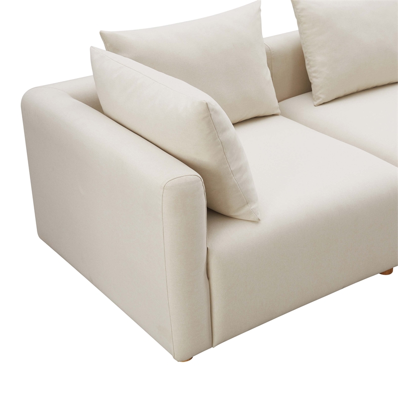 Pemberly Row Handmade Contemporary Accent Cream Linen Loveseat