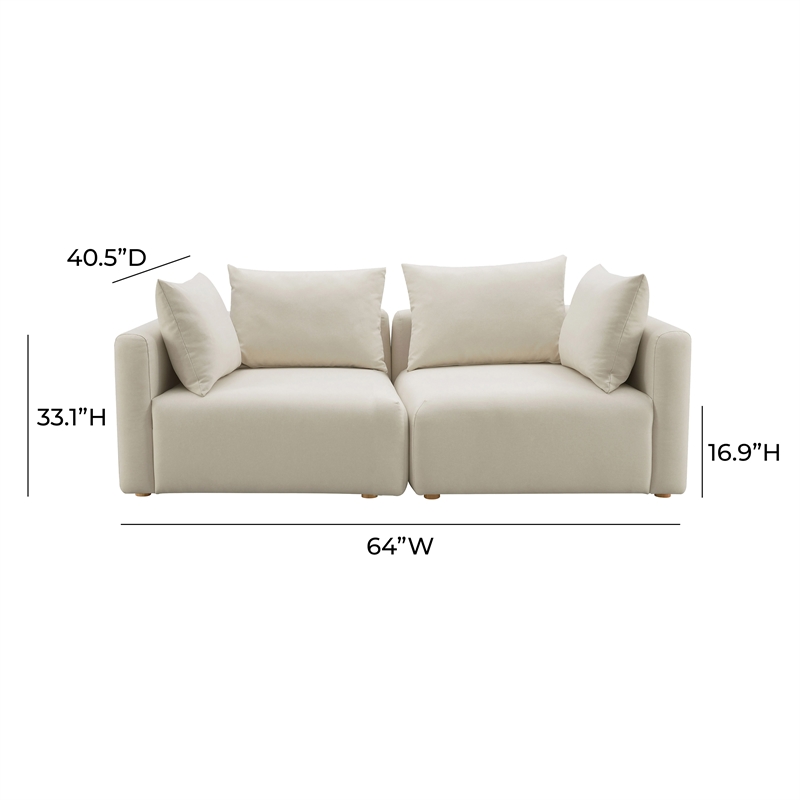 Pemberly Row Handmade Contemporary Accent Cream Linen Loveseat