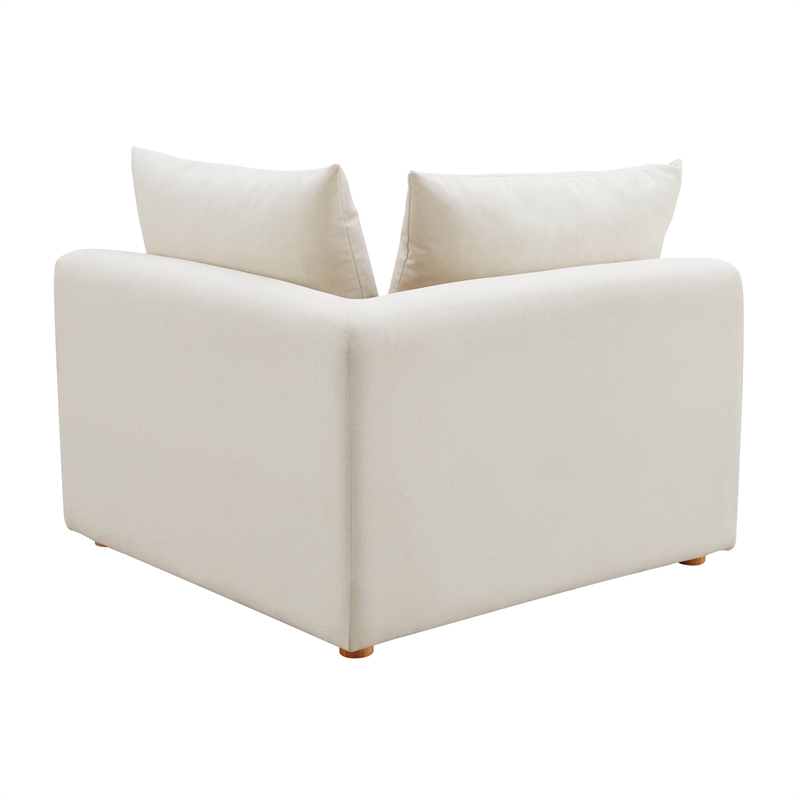 Pemberly Row Contemporary Cream Upholstered Modular Corner Chair