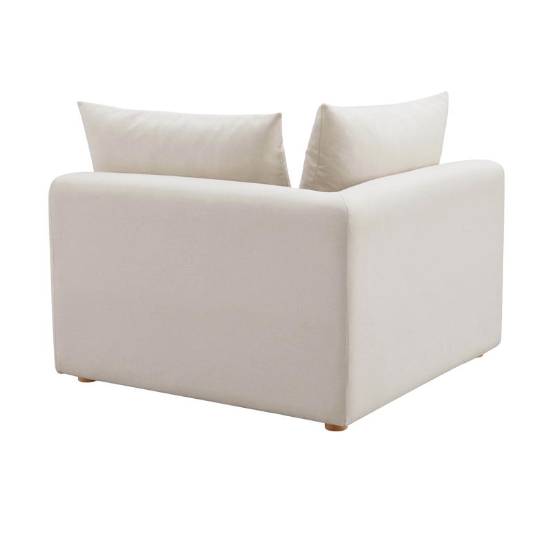 Pemberly Row Contemporary Cream Upholstered Modular Corner Chair